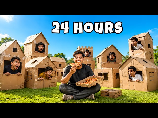 24 Hours Challenge in Cardboard City 📦🔥