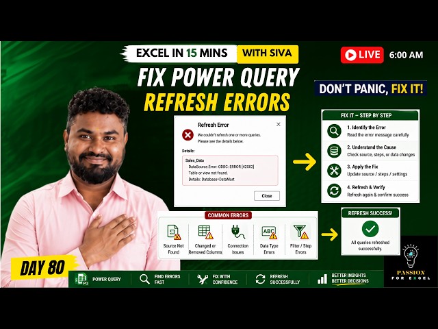 📊 Fix Power Query Refresh Errors (Tamil) | Excel in 15 Mins with Siva | Day 80