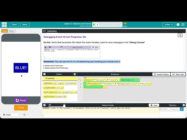 Code.org Event-Driven Programming Lesson 2 #2