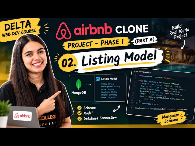Airbnb Clone Project – Listing Model | MongoDB & Mongoose | Apna College | apna college js