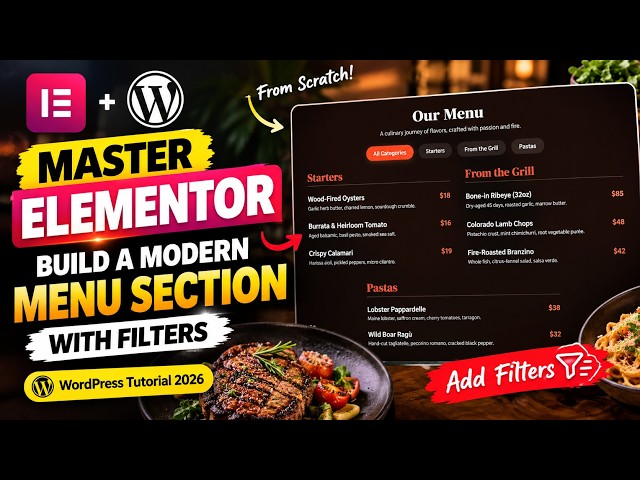 Master ELEMENTOR 🔥Build a Modern MENU Section with FILTERS | WordPress Tutorial 2026