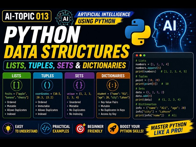 AI-Topic013 | Python Data Structures - Lists, Tuples, Sets & Dictionaries | Ai