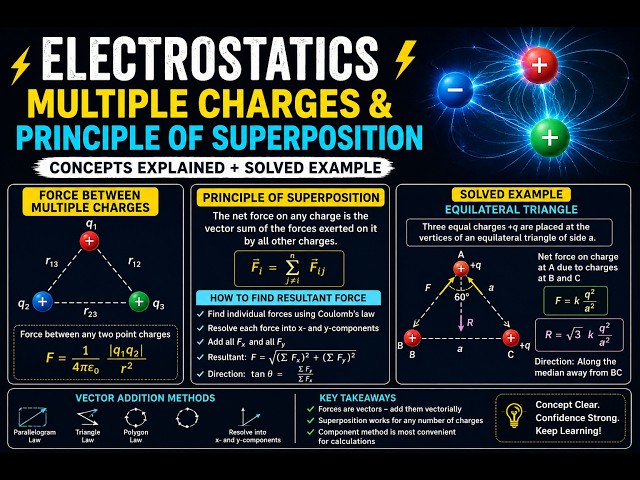 Electric Charges & Fields  Force Between Multiple Charges  Superposition Principle  Class 12 Physics