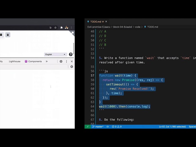 Practice with JavaScript Promises: resolve, reject, then, catch