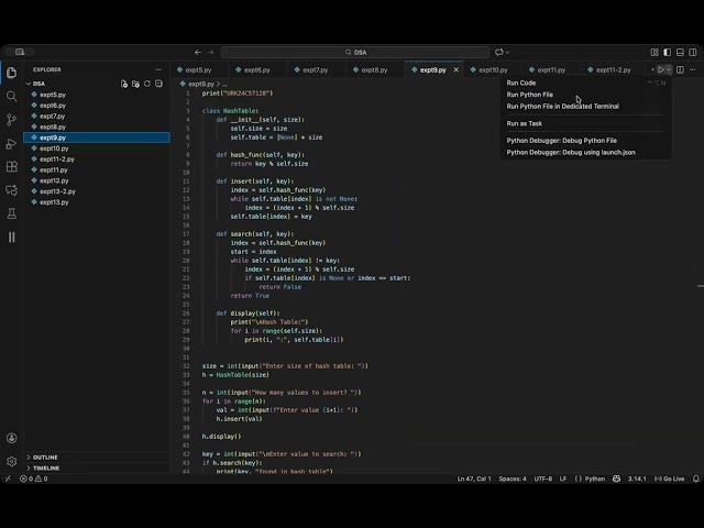 expt   9 implementation of hash table using collision resolution techniques