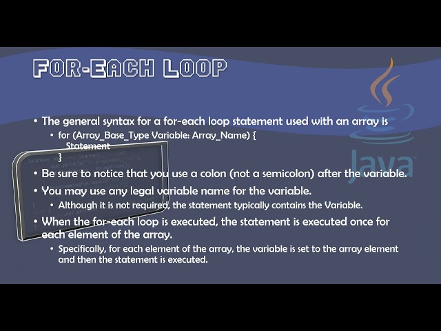 7.10 The For Each Loop