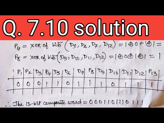 Q. 7.10: Given the 8‐bit data word 01011011, generate the 13‐bit composite word for the Hamming code