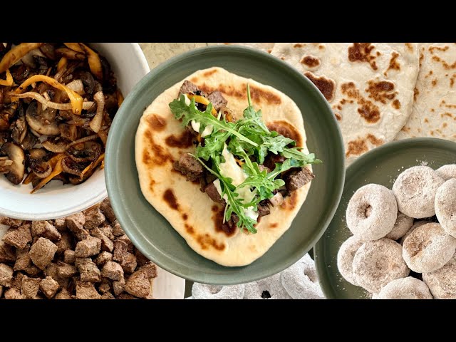 Crispy Pan-Seared Tri-Tip Steak Bites + Homemade Sourdough Naan & Banana Donuts!