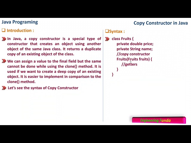 Copy Constructor - Java Programming