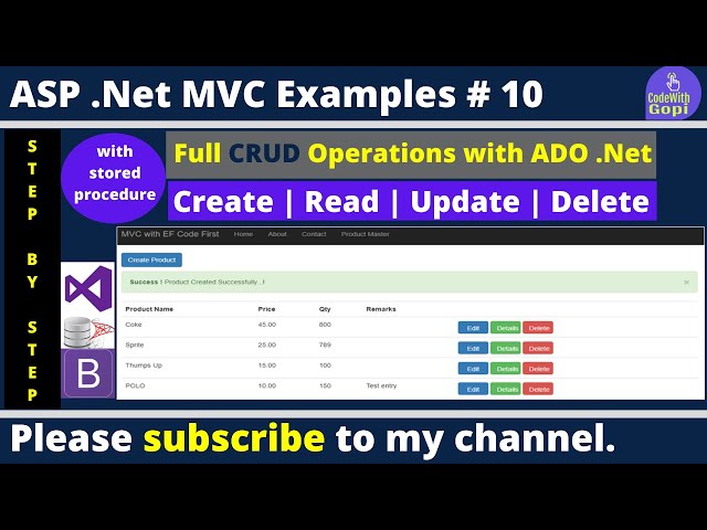 💡 Full CRUD Operation in ASP.NET MVC Using ADO.NET & SQL Stored Procedures | CRUD