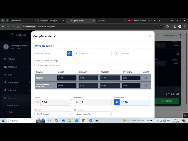 Free Sales System in PHP 8 (CodeIgniter 4) and MySQL