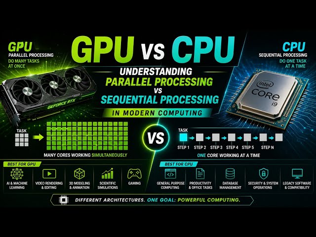 GPU vs CPU | Understanding Parallel Processing vs Sequential Processing in Modern Computing | Uplatz