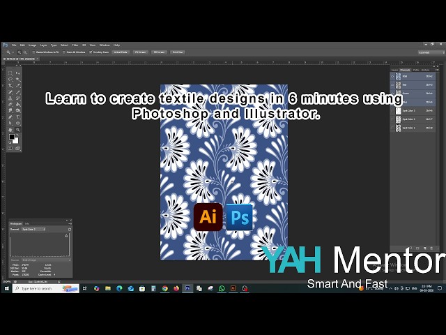 Learn to create textile designs in 6 minutes using Photoshop and Illustrator