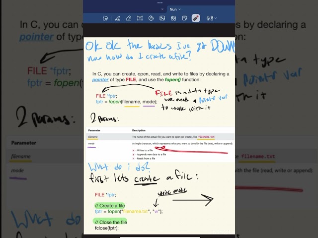 How to create a file in C programming with pointer syntax  #cprogramming #compsci #pointers ￼