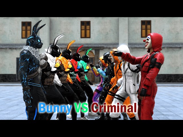 BUNNY VS CRIMINAL 😈 Epic Free Fire 3D Animation Battle 🔥 | Blender Animation