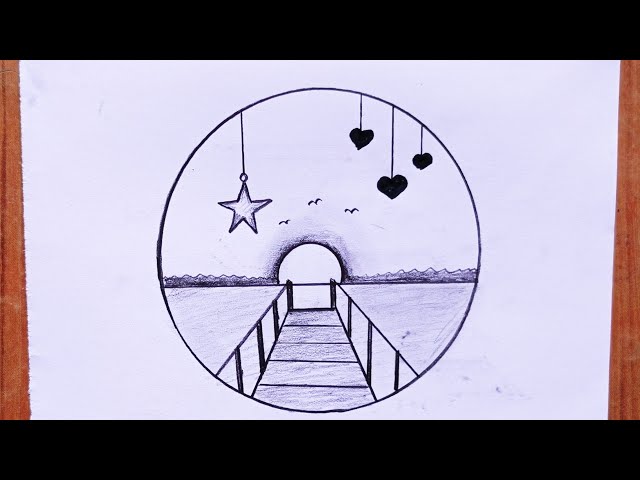 Easy circle scenery drawing || Beautiful drawing || Pencil sketch drawings || How to make a circle