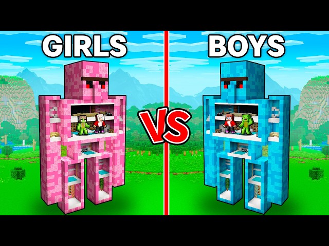 JJ and Mikey: BOYS vs GIRLS EPIC GOLEM BATTLE in Minecraft  - Maizen