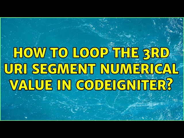How to loop the 3rd uri segment numerical value in codeigniter?