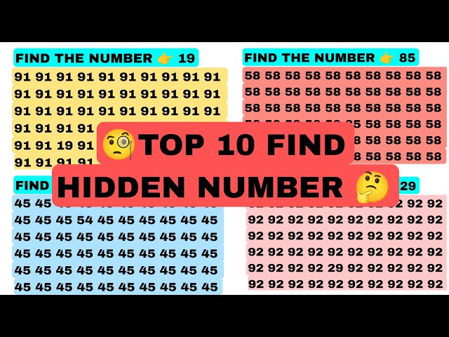 TOP 10 FIND  HIDDEN NUMBER 🧐 | TEST YOUR BRAIN 🧠 |  TODAY NEW VIDEO @sanjayofficial6060