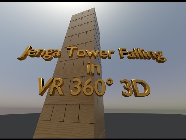 Jenga tower falling in slow motion VR 360° 3D CardBoard