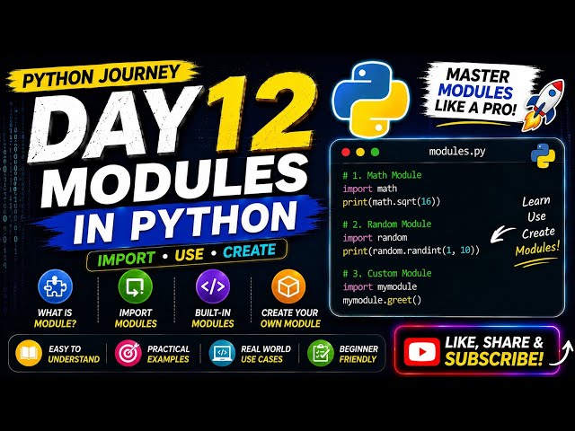 Python Day 12 | Modules in python | Import Module tutorial 