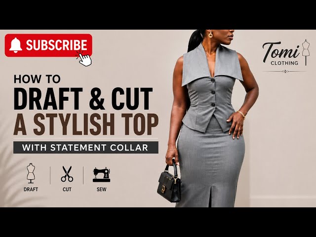 How to draft and cut a stylish top with a statement collar