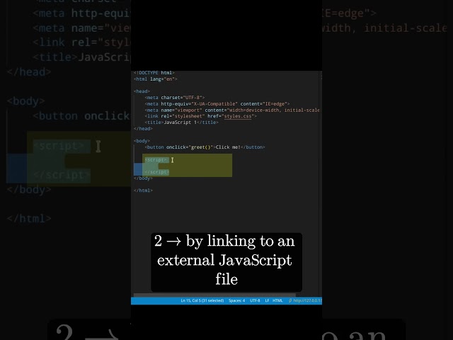 🧬 JavaScript 2a 🧬 Add Javascript to HTML 🧬 #javascript #js #coding #omg #wtf