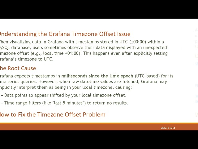Fixing Timezone Offset Issues in Grafana with UTC Timestamps
