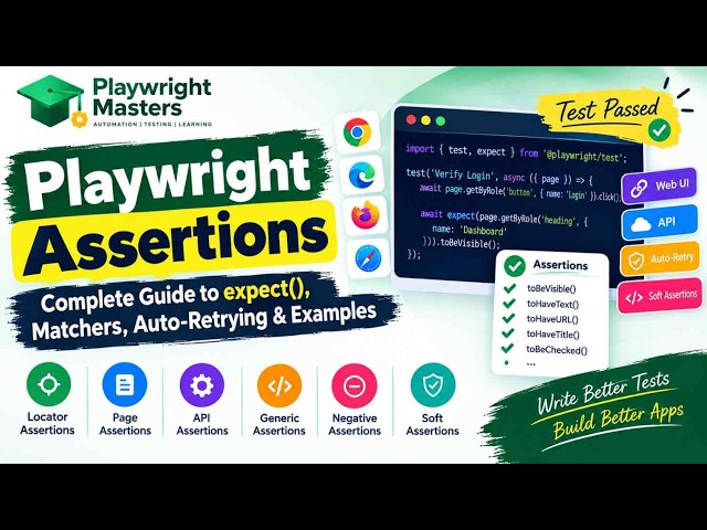 Playwright Assertions Tutorial 2026 | expect(), Matchers, Auto-Retry & Examples
