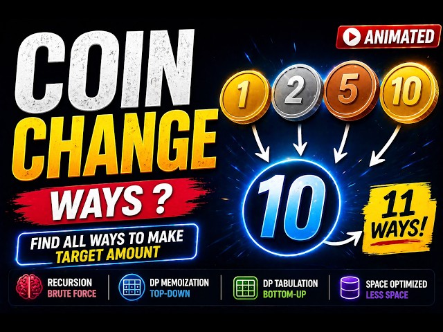 Coin Change Problem Explained 🔥 Count Total Ways (DP + Recursion)
