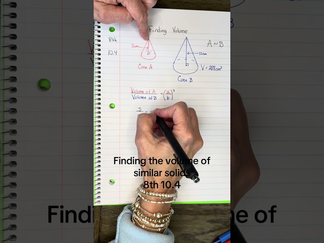 8th 10.4 Finding volume of similar cones #volume #similarity #cones