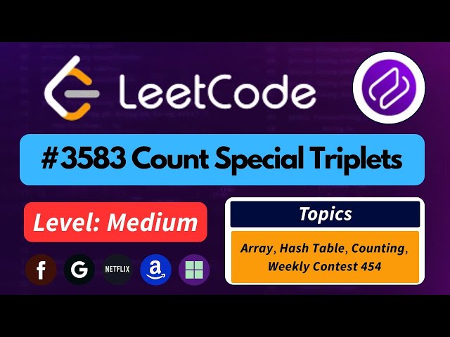 LeetCode 3583 | Count Special Triplets | Optimal Prefix + Hashing Intuition
