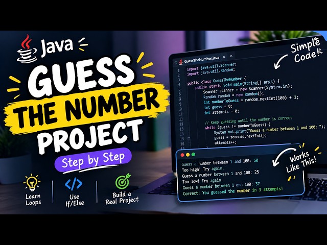 Java Mini Project: Guess the Number Game | Beginner Coding Tutorial