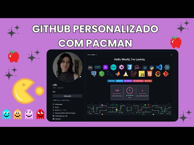 Perfil Personalizado no Github (README) com Jogo do PACMAN