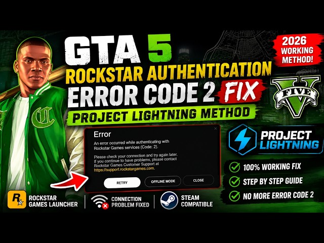 GTA 5 Rockstar Games Authentication Error Code 2 FIX | 2026 Working Method
