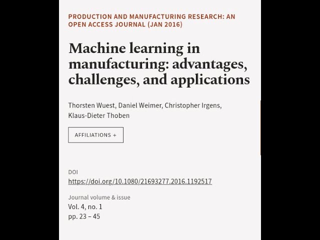 Machine learning in manufacturing: advantages, challenges, and applications | RTCL.TV