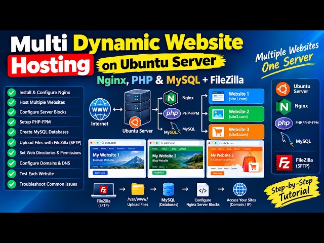 Multi Dynamic Website Hosting on Ubuntu Server | Nginx, PHP & MySQL