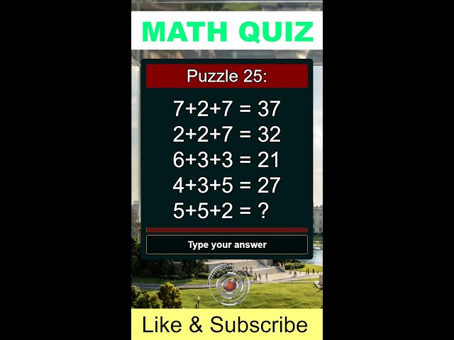 Math Puzzle Live Quiz #mathquiz #mathbrainteasers