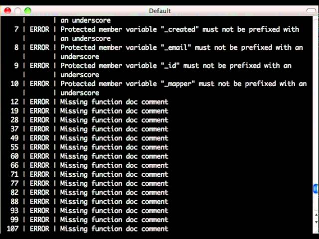 PHP Code Sniffer example