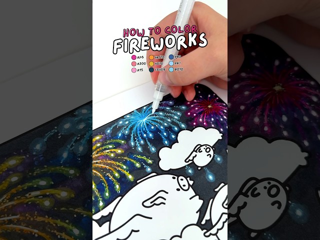 How to Color Fireworks 🎆 Step by Step Coloring Tutorial #coloringbook #coloring #coloringtutorial