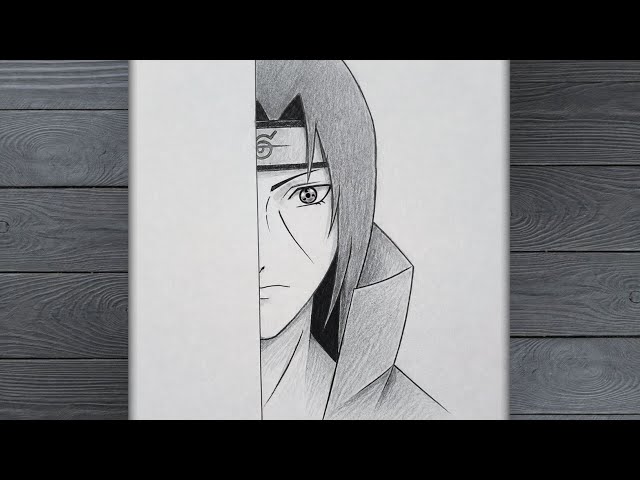 Easy Itachi Uchiha Half Face Drawing  | Step by Step Tutorial