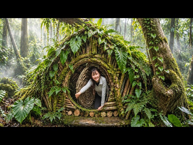 Livestream: Building A Caterpillar-Shaped House With Vines And A Round Door In The Center