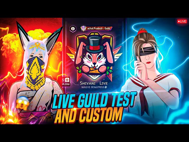 FREE FIRE LIVE GIVEAWAY CUSTOM ROOMS FF LIVE GIVEAWAY 😎 GUILD TEST #FFLIVEGIVEAWAY #freefire #live