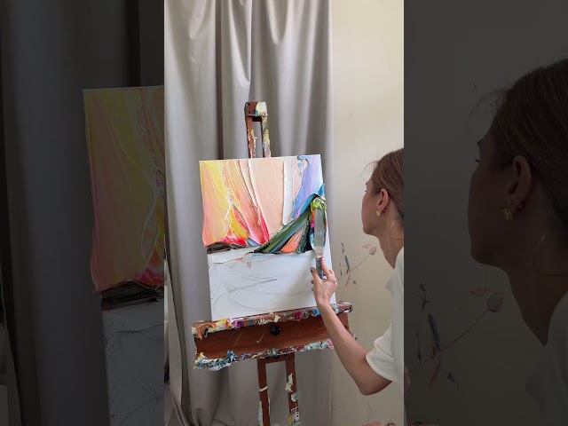 Textured landscape in layered impasto technique