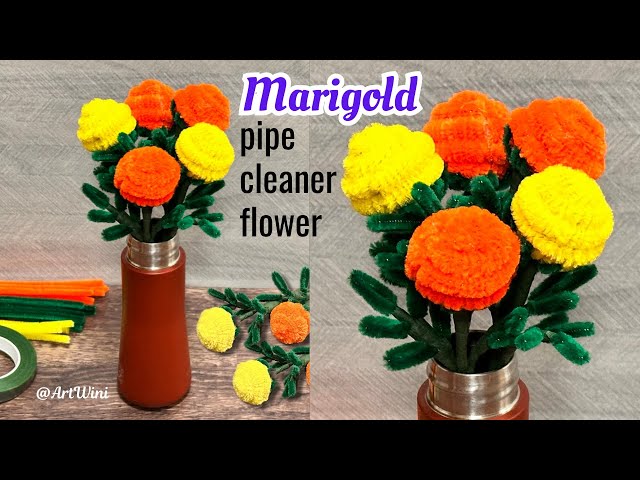 Easiest Way 🏵 To Make Realistic Marigolds With Pipe Cleaners ✨  @ArtWini
