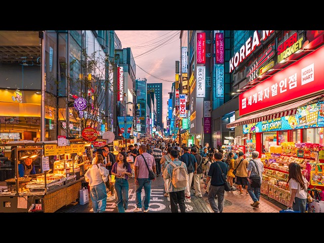 [4K HDR] Cyberpunk Seoul Night Walk: Bustling Myeongdong Shopping Street & Neon Lights ASMR