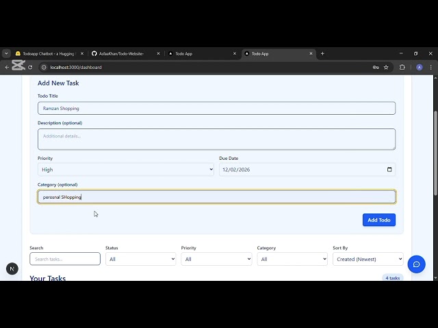 Todo App With Personalized Chatbot #coding  #claude   #python 