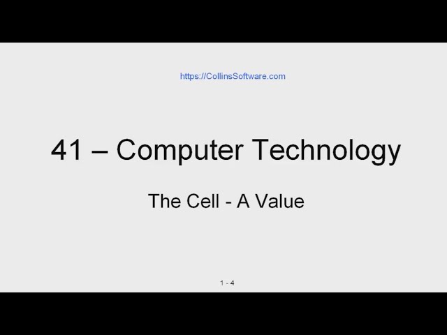 41 - Computer Technology - The CELL (a value container)