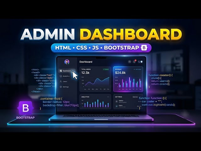 Responsive Admin Dashboard Website | HTML , CSS, JavaScript, Bootstrap | Dark UI Dashboard Project
