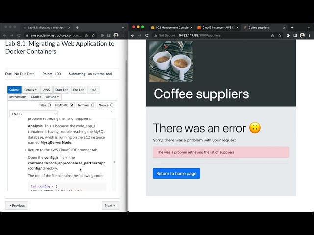 AWS Academy Cloud Developing Lab 8.1:  Migrating a Web Application to Docker Containers